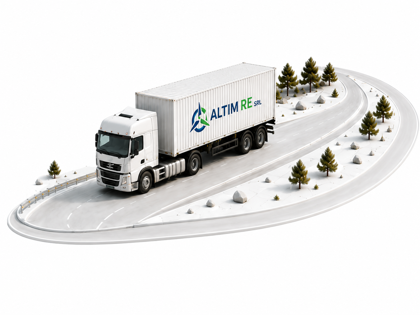 Transport of wind turbine blade section on flatbed truck